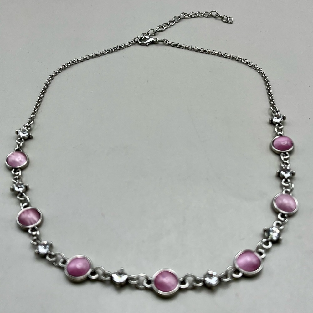 Elegant Silver and Pink Necklace